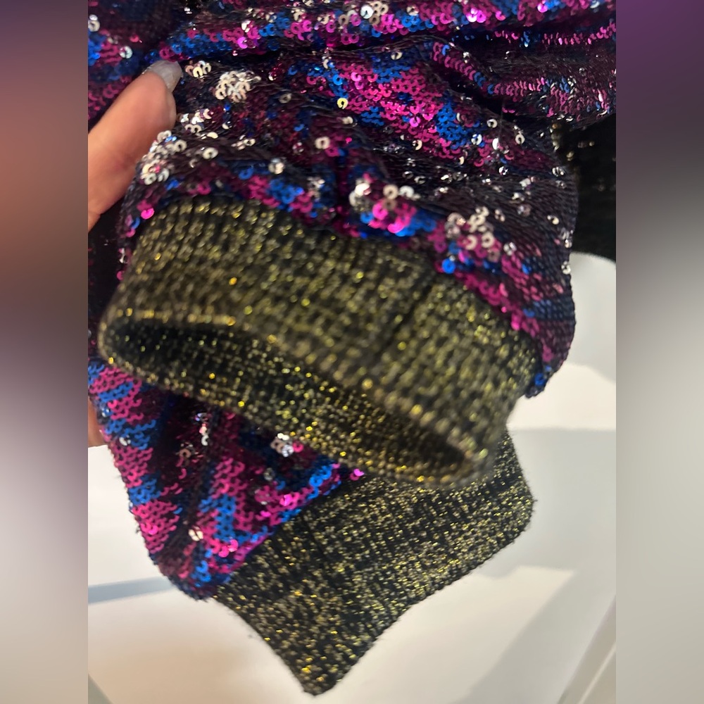 Splash Sequin Bomber Jacket in Silver and Purple - Picture 4 of 11